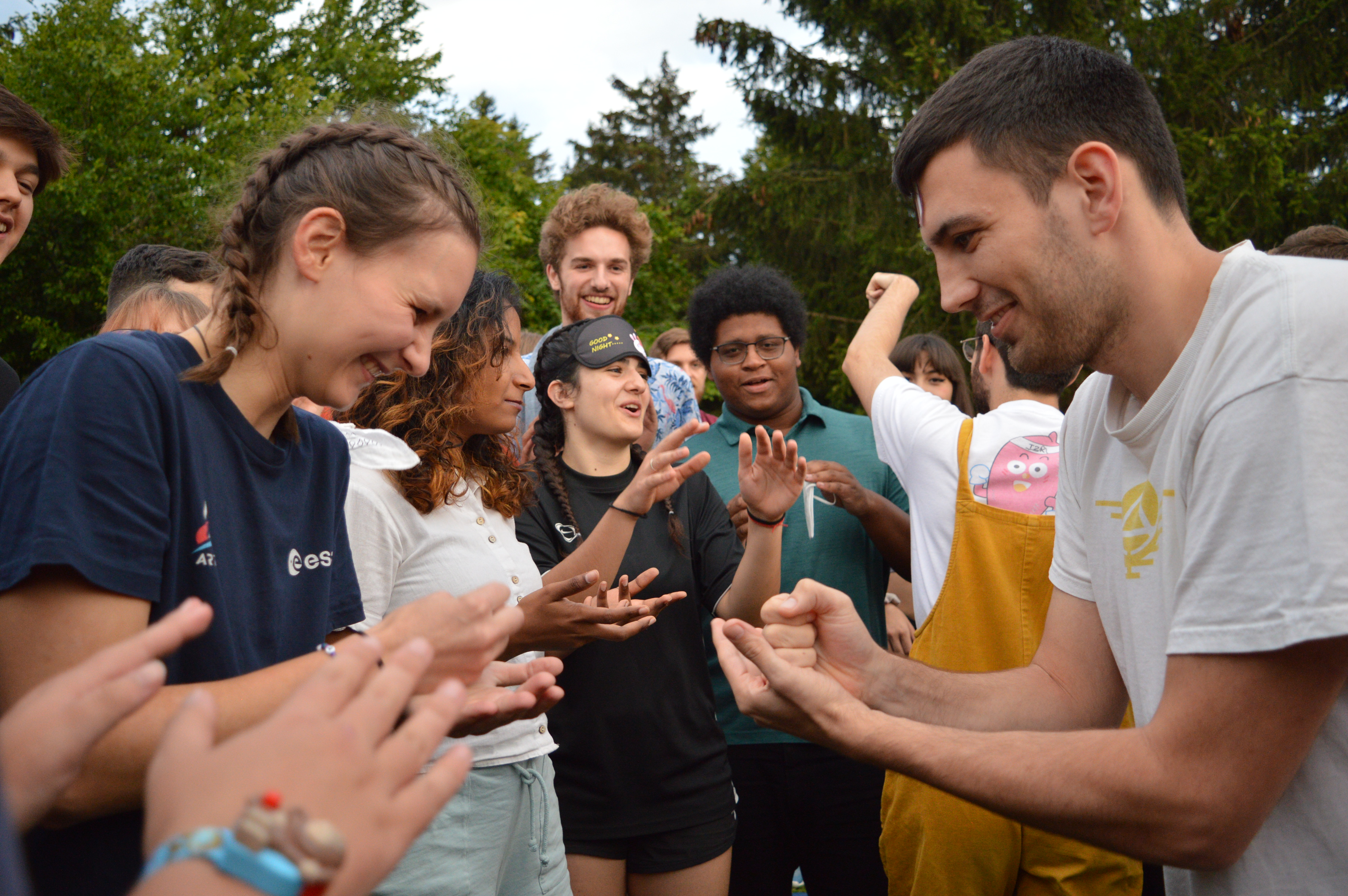 A highly intensive rock-paper-scissors contest.