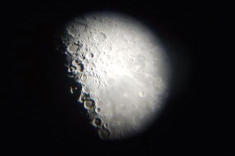 A closeup of the surface of the moon.