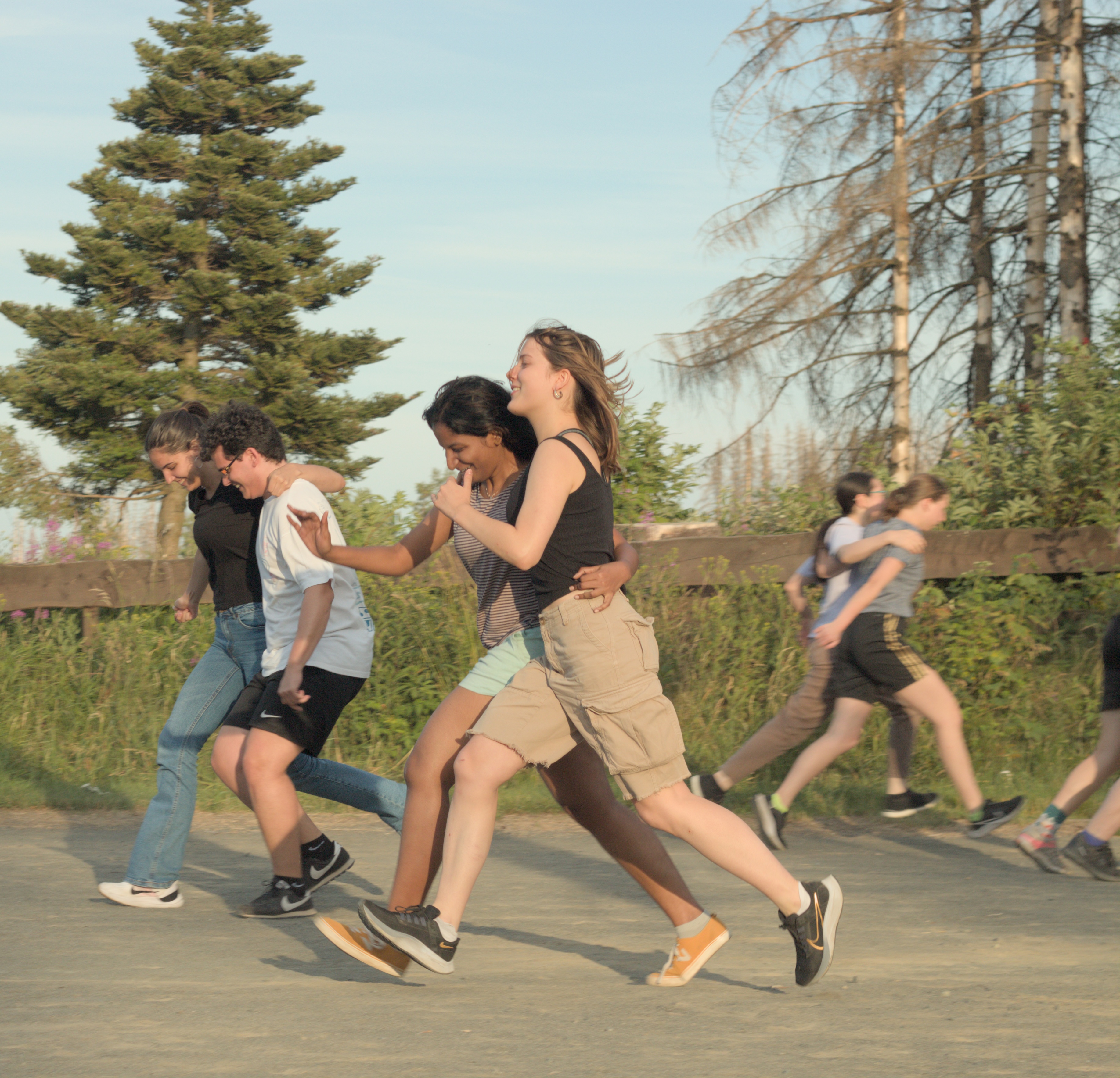 A three-legged race.
